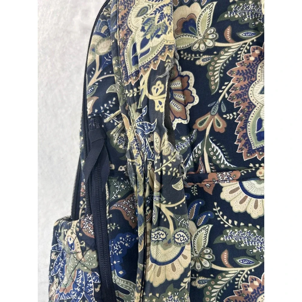 Vera Bradley Mediterranean Blue Quilted Cotton Floral Paisley Backpack Bag